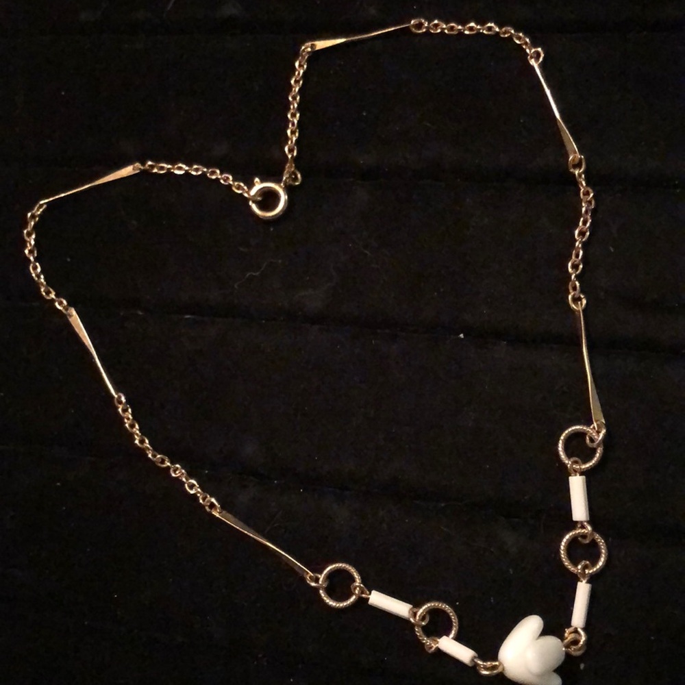 Gold Tone with White accents/pendant Necklace 14”